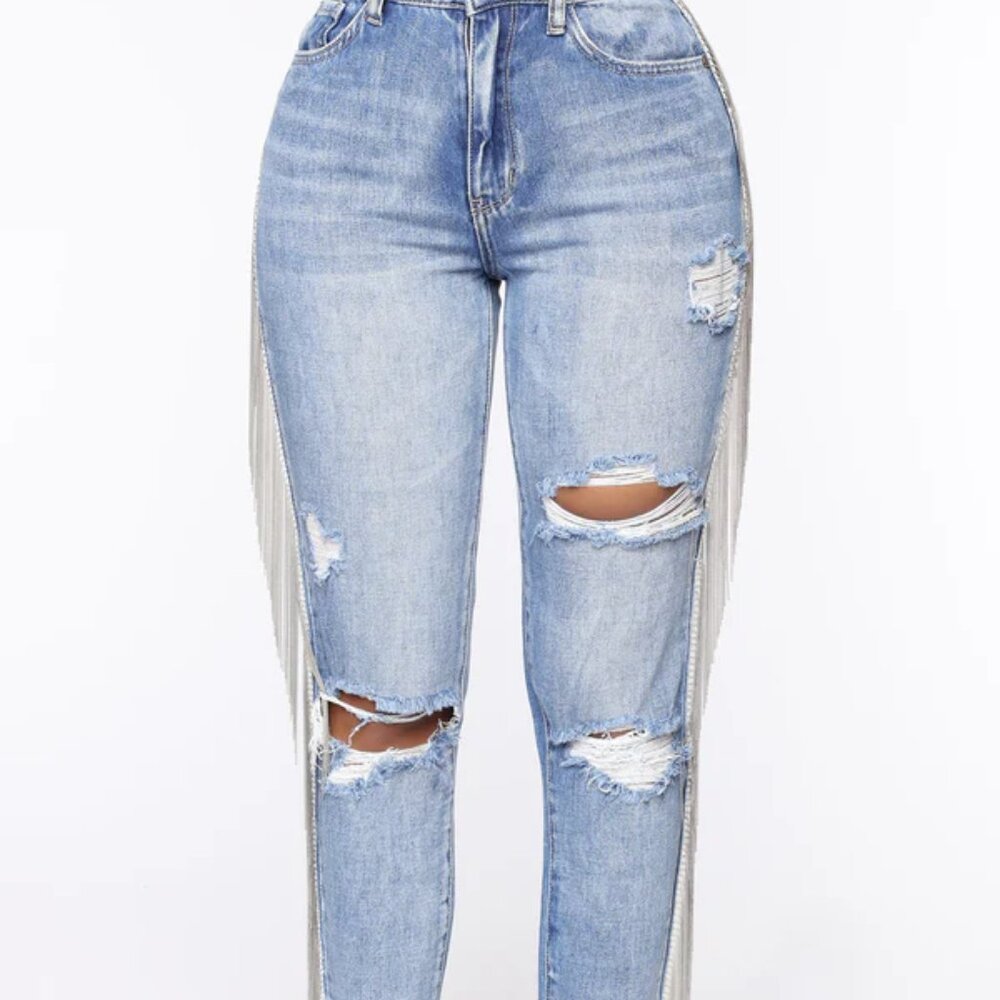 Fashion Nova “Nothing to Chained Mom Jeans” Size 7